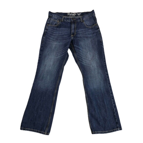 Wrangler Jeans Mens 34x32 Blue Retro Relaxed Boot Bootcut Classic Denim WLT20WB - Picture 1 of 15